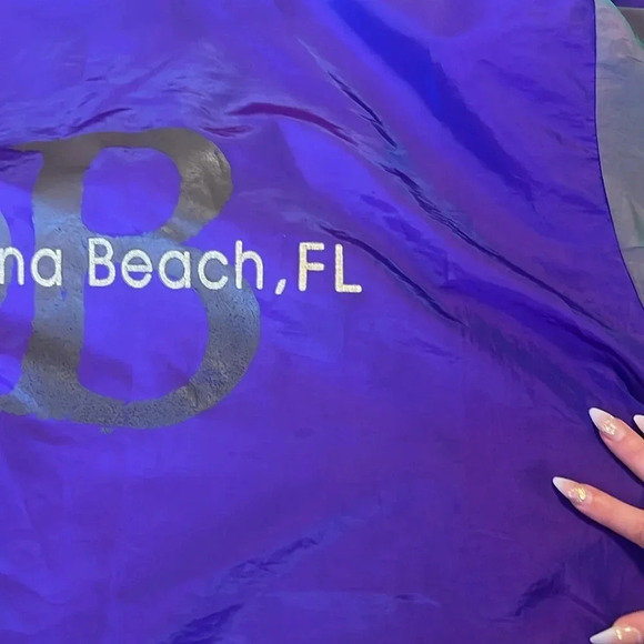 Vintage 90s SURF STYLE Body Gear iridescent hooded windbreaker popover jacket - Picture 10 of 15